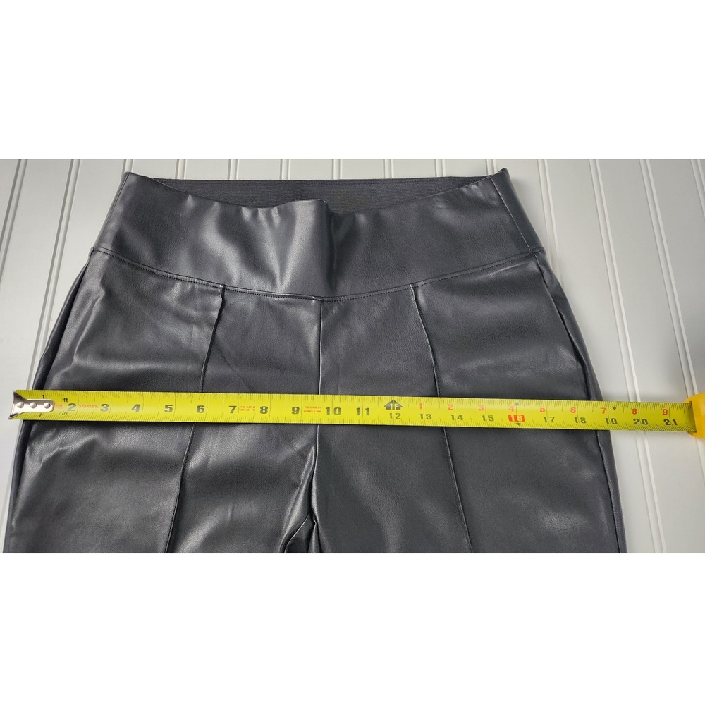 Nine West Faux Leather Leggings Womens Medium Black High Rise Seamed Pull On - Picture 8 of 10